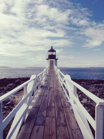 Lighthouse Path Black Ornate Wood Framed Art Print with Double Matting by Delimont, Danita
