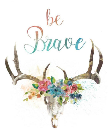 Be Brave White Modern Wood Framed Art Print with Double Matting by Robinson, Carol