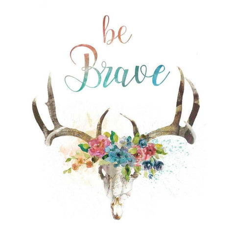 Be Brave White Modern Wood Framed Art Print by Robinson, Carol