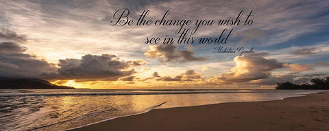 Be The Change White Modern Wood Framed Art Print with Double Matting by Shoemaker, Andrew