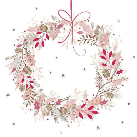 Pretty Pink Wreath Black Ornate Wood Framed Art Print with Double Matting by Sheldon, Christine