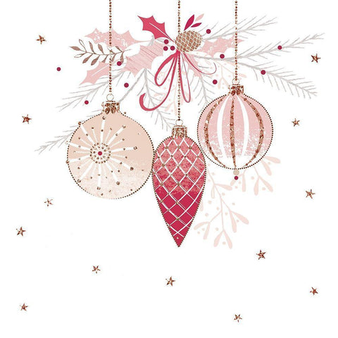 Pretty Pink Baubles White Modern Wood Framed Art Print by Sheldon, Christine