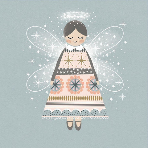 Sweet Holiday Angel White Modern Wood Framed Art Print by Wren, Jenny