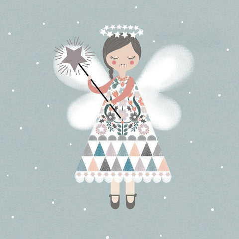 Sweet Star Angel White Modern Wood Framed Art Print with Double Matting by Wren, Jenny