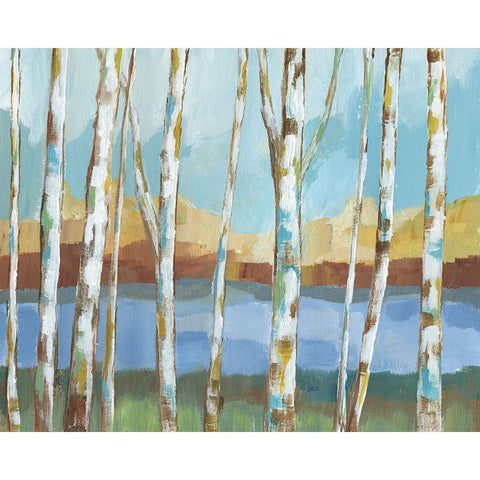 Birch Strand Black Modern Wood Framed Art Print with Double Matting by Nan