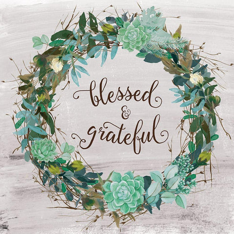 Blessed and Grateful White Modern Wood Framed Art Print by Murray, Amanda
