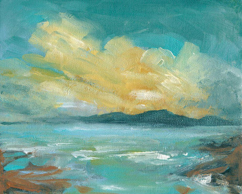 Rocky Beach White Modern Wood Framed Art Print with Double Matting by Robinson, Carol