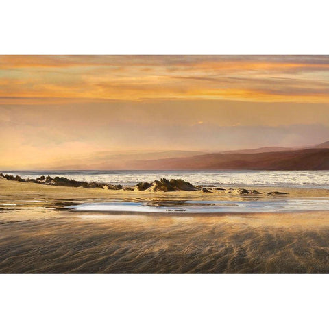 Dusk Tidal Gold Ornate Wood Framed Art Print with Double Matting by Calascibetta, Mike