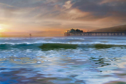 The Pier Black Ornate Wood Framed Art Print with Double Matting by Calascibetta, Mike