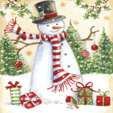 Snowman Merriment Black Modern Wood Framed Art Print with Double Matting by Alderson, Lisa