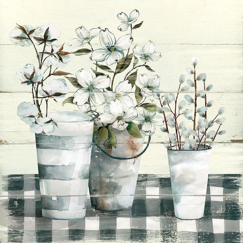 Spring Gingham I White Modern Wood Framed Art Print by Robinson, Carol