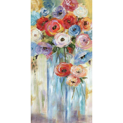 Bottles and Blooms Gold Ornate Wood Framed Art Print with Double Matting by Nan