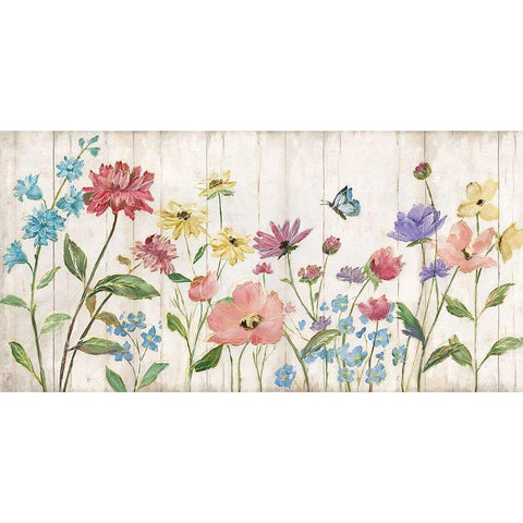 Wildflower Flutter On Black Modern Wood Framed Art Print with Double Matting by Nan