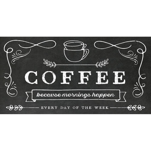 Coffee Everyday Black Modern Wood Framed Art Print with Double Matting by Murray, Amanda