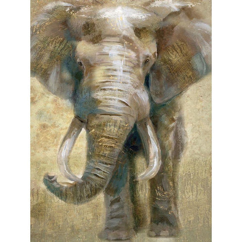 Summer Safari Elephant White Modern Wood Framed Art Print by Nan