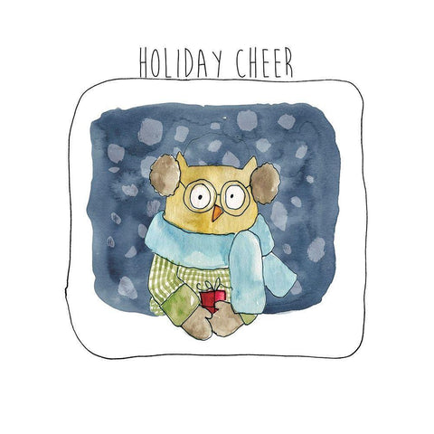 Christmas Owl White Modern Wood Framed Art Print with Double Matting by Robinson, Carol