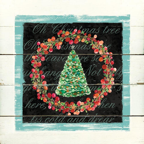 Oh Christmas Tree Black Ornate Wood Framed Art Print with Double Matting by Robinson, Carol