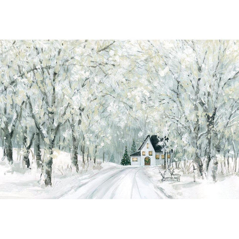 Christmas Lane Gold Ornate Wood Framed Art Print with Double Matting by Robinson, Carol
