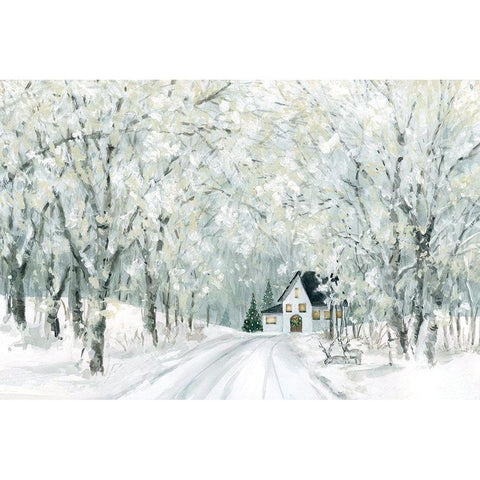 Christmas Lane Black Modern Wood Framed Art Print by Robinson, Carol