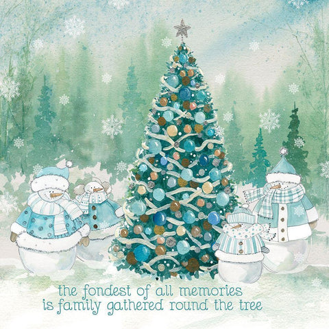 Snowman Family White Modern Wood Framed Art Print by Robinson, Carol