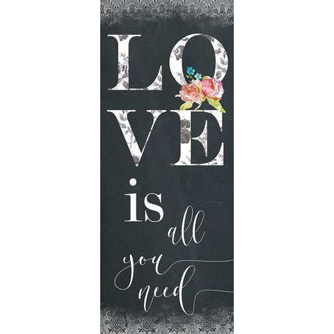 Chalky Love Black Modern Wood Framed Art Print with Double Matting by Robinson, Carol