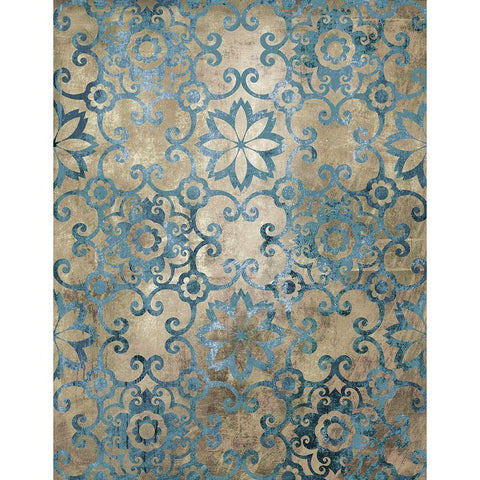 Moroccan Blue Black Modern Wood Framed Art Print by Knutsen, Conrad