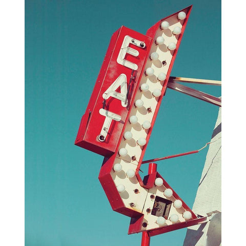 Retro Eat Sign Gold Ornate Wood Framed Art Print with Double Matting by Delimont, Danita