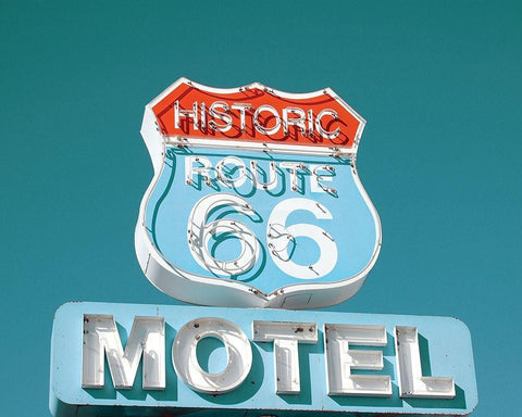 Retro Route 66 White Modern Wood Framed Art Print with Double Matting by Delimont, Danita