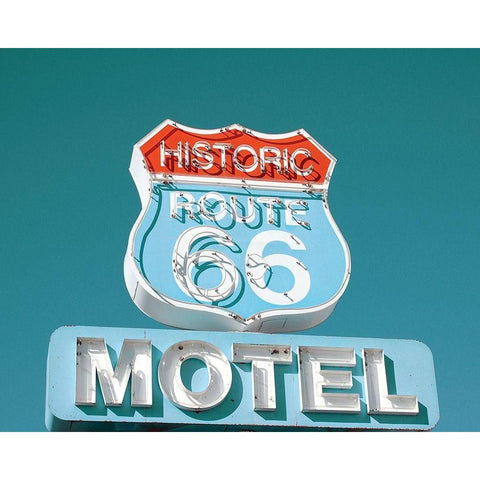 Retro Route 66 Black Modern Wood Framed Art Print with Double Matting by Delimont, Danita