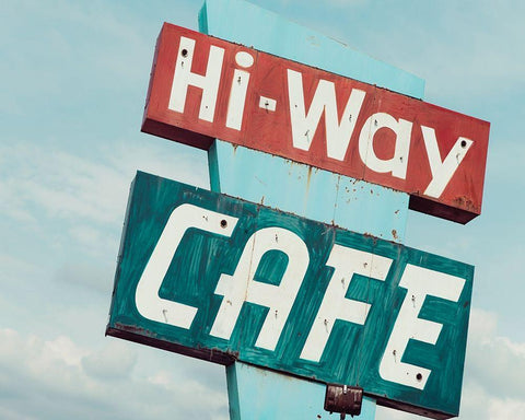 Hi-Way Cafe White Modern Wood Framed Art Print with Double Matting by Delimont, Danita