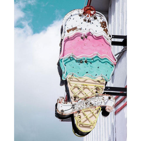 Retro Ice Cream White Modern Wood Framed Art Print by Delimont, Danita