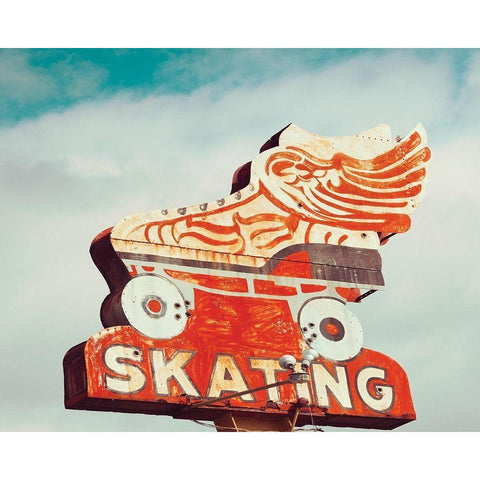 Retro Skating Gold Ornate Wood Framed Art Print with Double Matting by Delimont, Danita