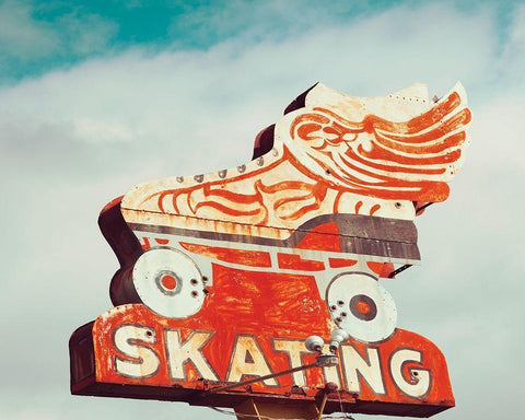 Retro Skating White Modern Wood Framed Art Print with Double Matting by Delimont, Danita