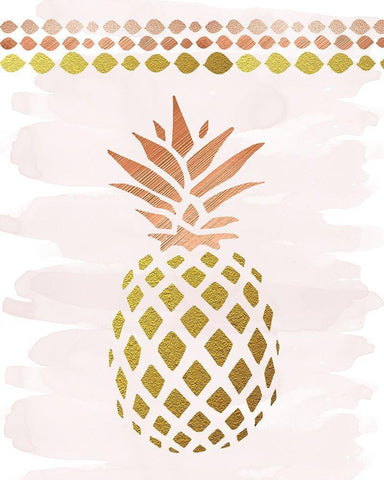 Glam Pineapple Black Ornate Wood Framed Art Print with Double Matting by Murray, Amanda