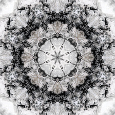 Black White Kaleidoscope White Modern Wood Framed Art Print with Double Matting by Nan