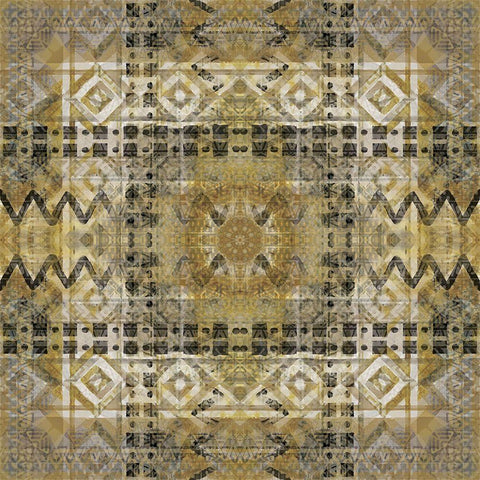 Kaleidoscope Tribal Black Ornate Wood Framed Art Print with Double Matting by Nan