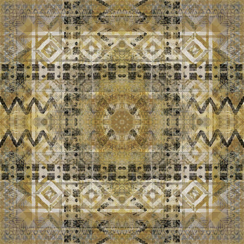Kaleidoscope Tribal Gold Ornate Wood Framed Art Print with Double Matting by Nan