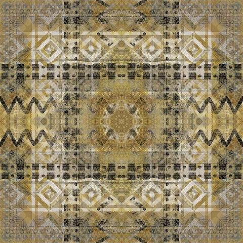 Kaleidoscope Tribal Black Modern Wood Framed Art Print with Double Matting by Nan