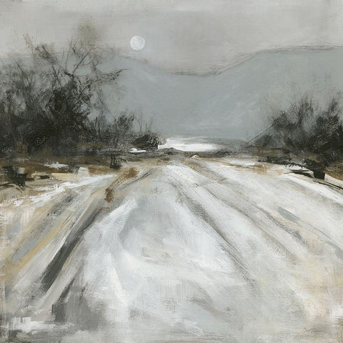 Moonlit Field White Modern Wood Framed Art Print by Robinson, Carol