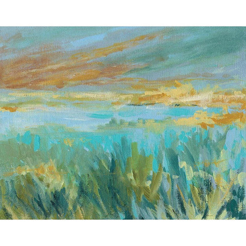 Grassy Beach Black Modern Wood Framed Art Print with Double Matting by Robinson, Carol