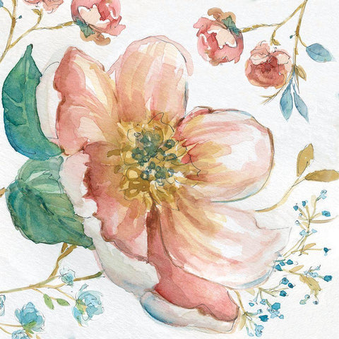 Pastel Garden I Gold Ornate Wood Framed Art Print with Double Matting by Robinson, Carol