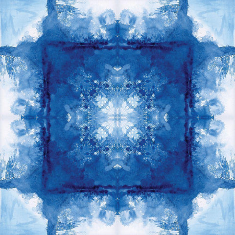 Indigo Wash Kaleidoscope I Black Modern Wood Framed Art Print with Double Matting by Nan