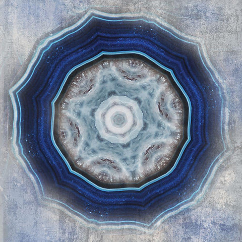 Kaleidoscope Blue Agate II Black Modern Wood Framed Art Print with Double Matting by Weisz, Irene