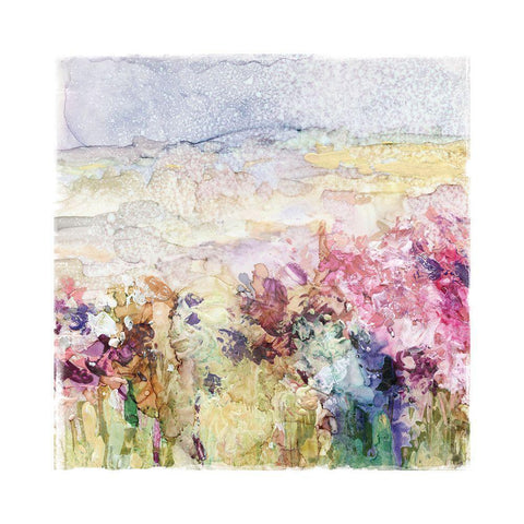 Floral Fields White Modern Wood Framed Art Print with Double Matting by Robinson, Carol