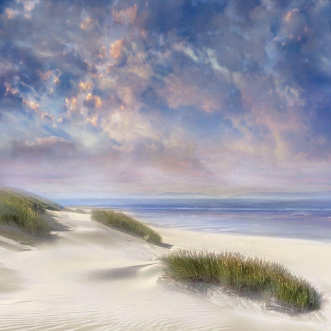 White Sands White Modern Wood Framed Art Print with Double Matting by Calascibetta, Mike