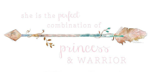 Princess and Warrior White Modern Wood Framed Art Print with Double Matting by Robinson, Carol