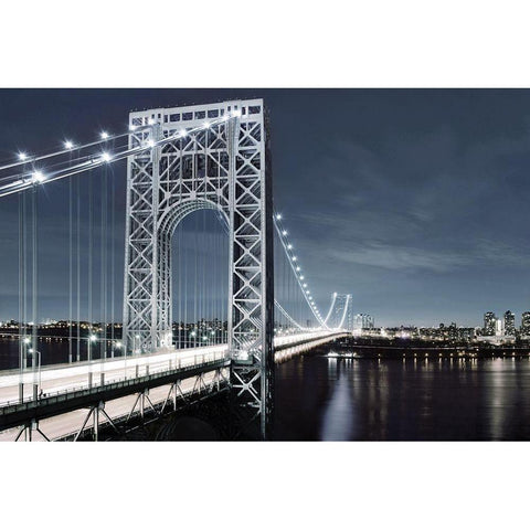 NYC at Dusk Black Modern Wood Framed Art Print with Double Matting by Carpentieri, Natalie