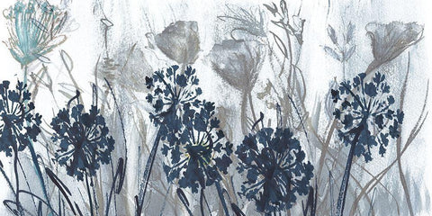 Indigo Field White Modern Wood Framed Art Print with Double Matting by Jill, Susan