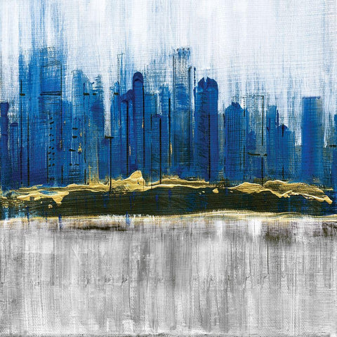 Sapphire City White Modern Wood Framed Art Print with Double Matting by Jill, Susan