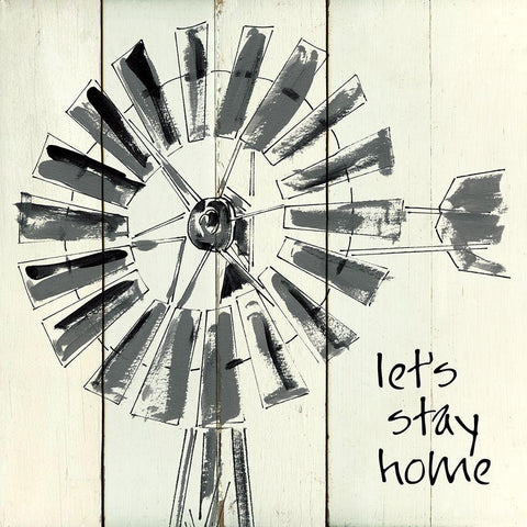 Lets Stay Home Black Ornate Wood Framed Art Print with Double Matting by Robinson, Carol